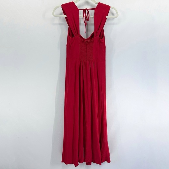 Reformation Tayler Red Sleeveless Sweetheart Midi Dress Button Front Size 0 - Picture 2 of 7